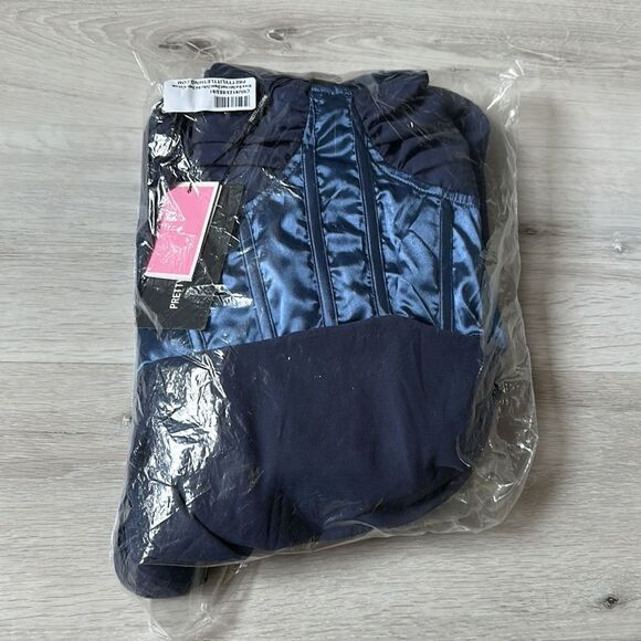 PrettyLittleThings Mineral Blue Satin Insert Chiffon Midi Dress 12 NWT IN PKG - Picture 4 of 6